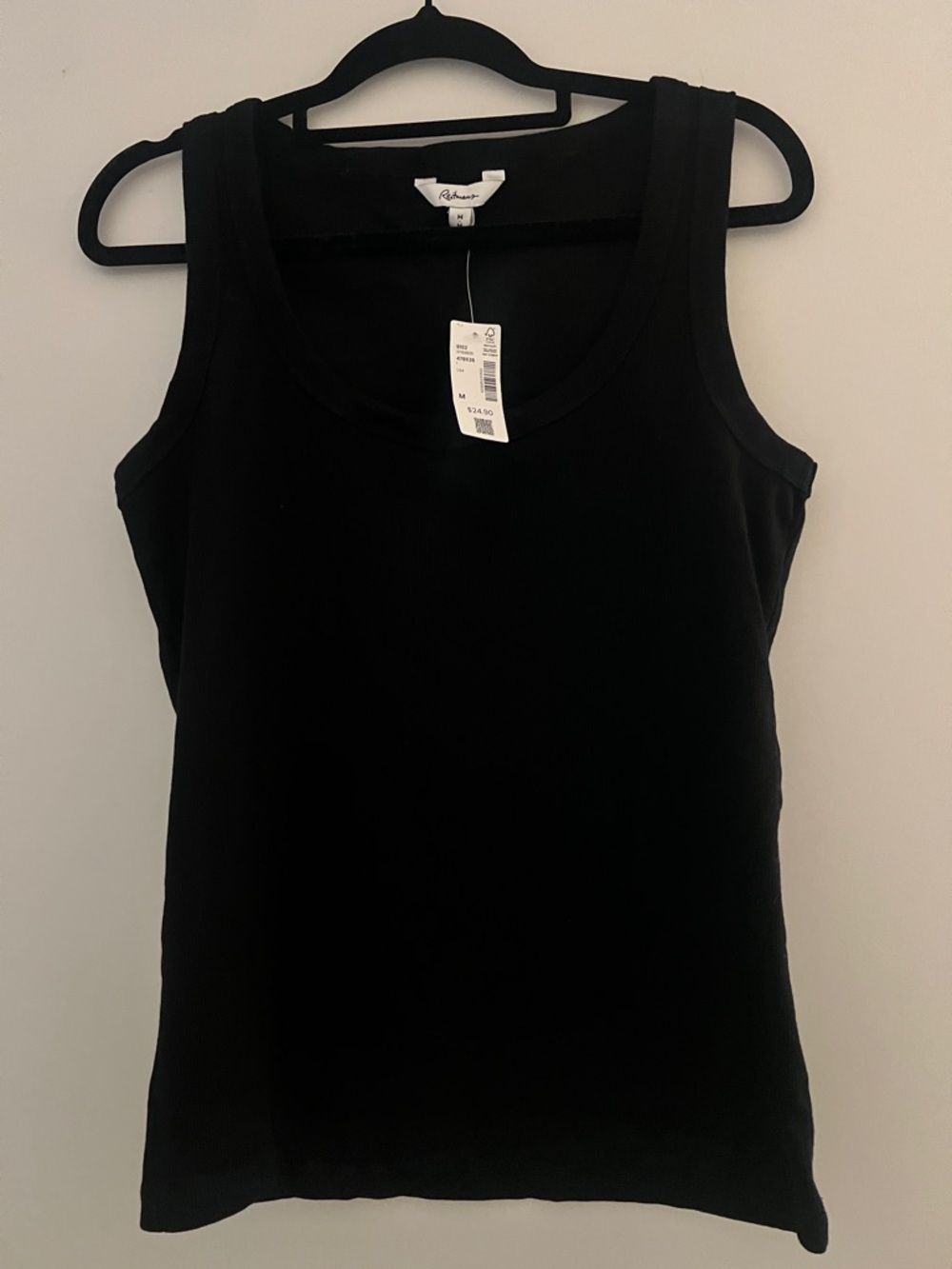 Reitmans Black Ribbed Scoop‎ Neck Tank Top